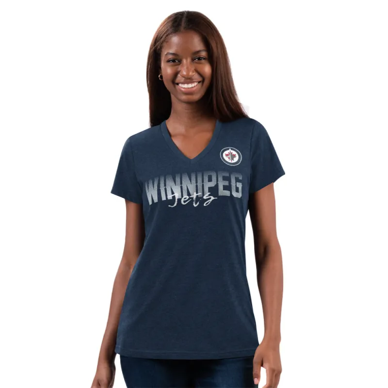 WOMEN'S SNAP V-NECK TEE NAVY sold by True North Shop