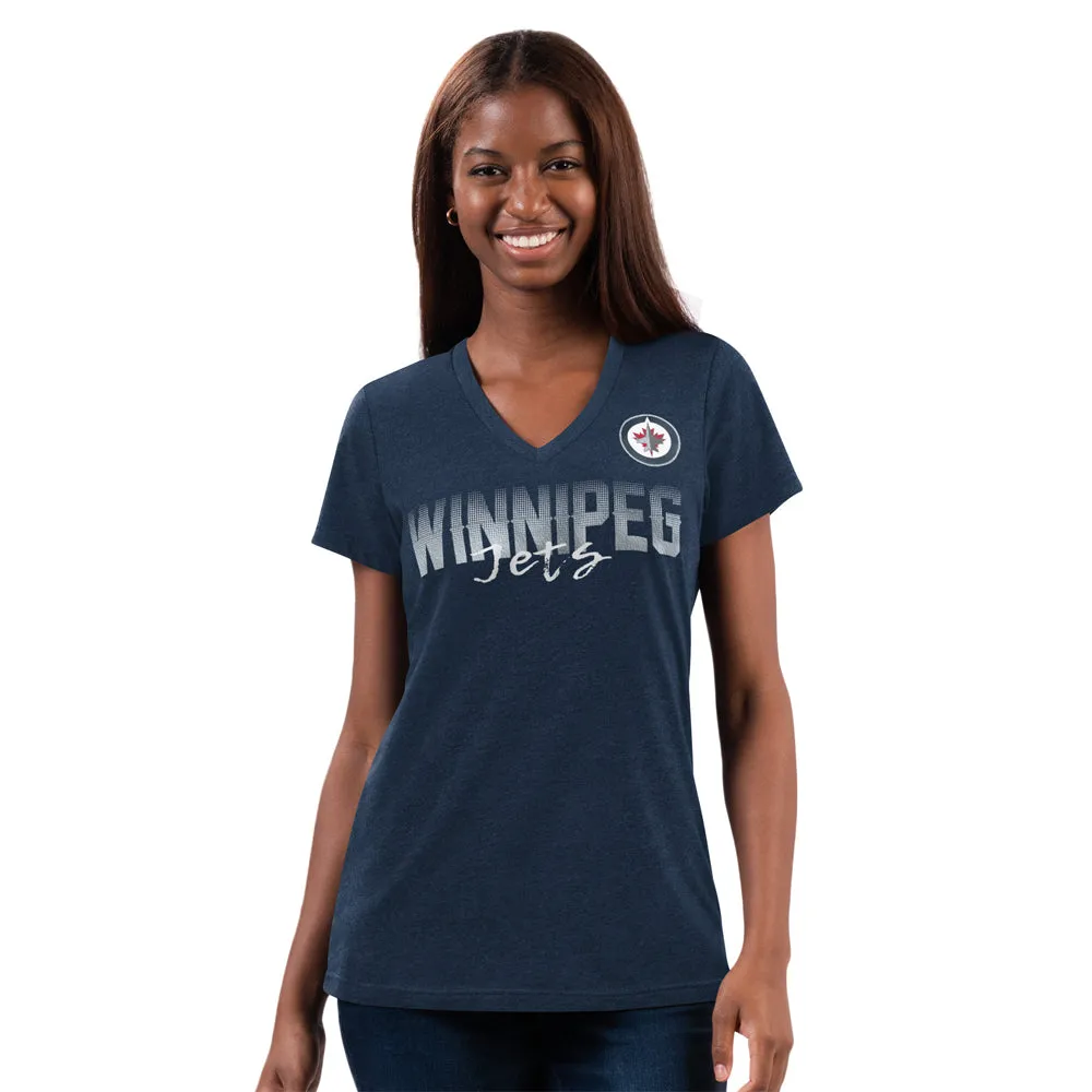 WOMEN'S SNAP V-NECK TEE NAVY sold by True North Shop
