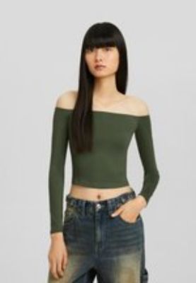 OFF-THE-SHOULDER - Langarmshirt - khaki sold by Zalando