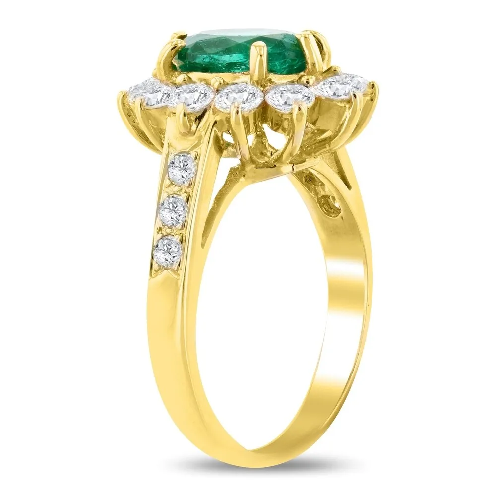 Auriya 18k Yellow Gold 1 3/8ct Emerald and 1 1/3ct TDW Diamond Ring sold by Zulily product image thumbnail 3
