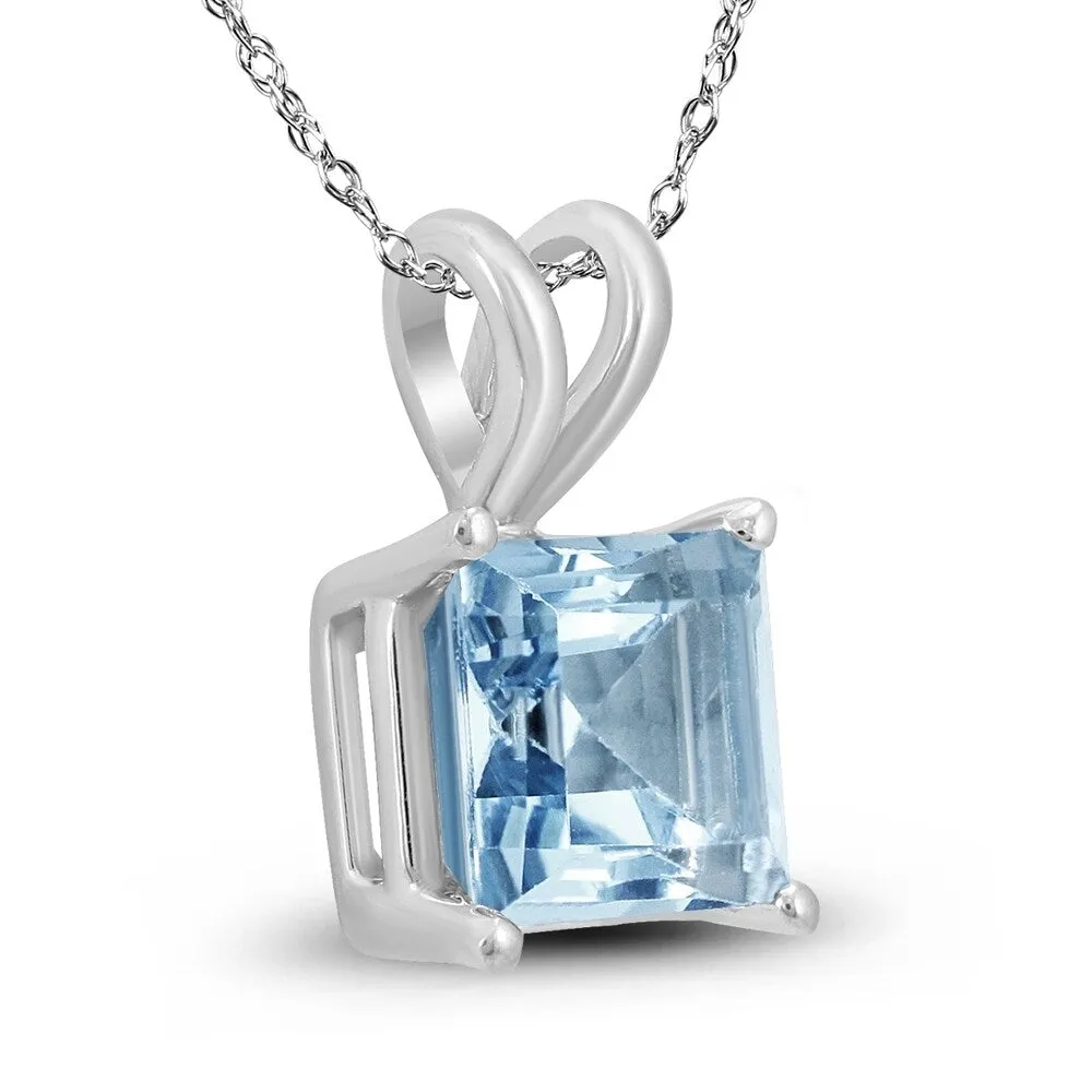 14K White Gold 5MM Square Aquamarine Pendant sold by Zulily product image thumbnail 2