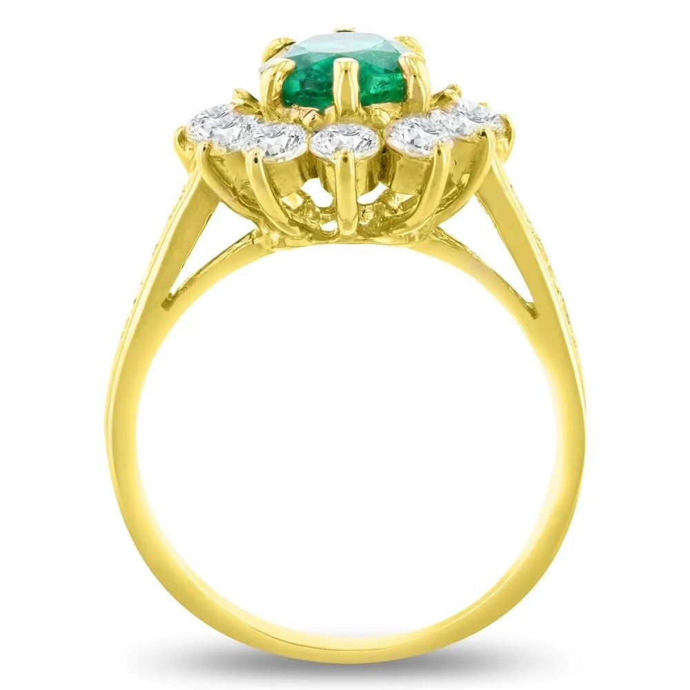 Auriya 18k Yellow Gold 1 3/8ct Emerald and 1 1/3ct TDW Diamond Ring sold by Zulily product image thumbnail 4