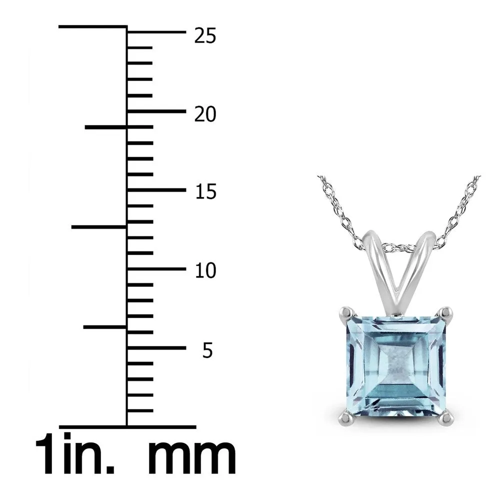 14K White Gold 5MM Square Aquamarine Pendant sold by Zulily product image thumbnail 3