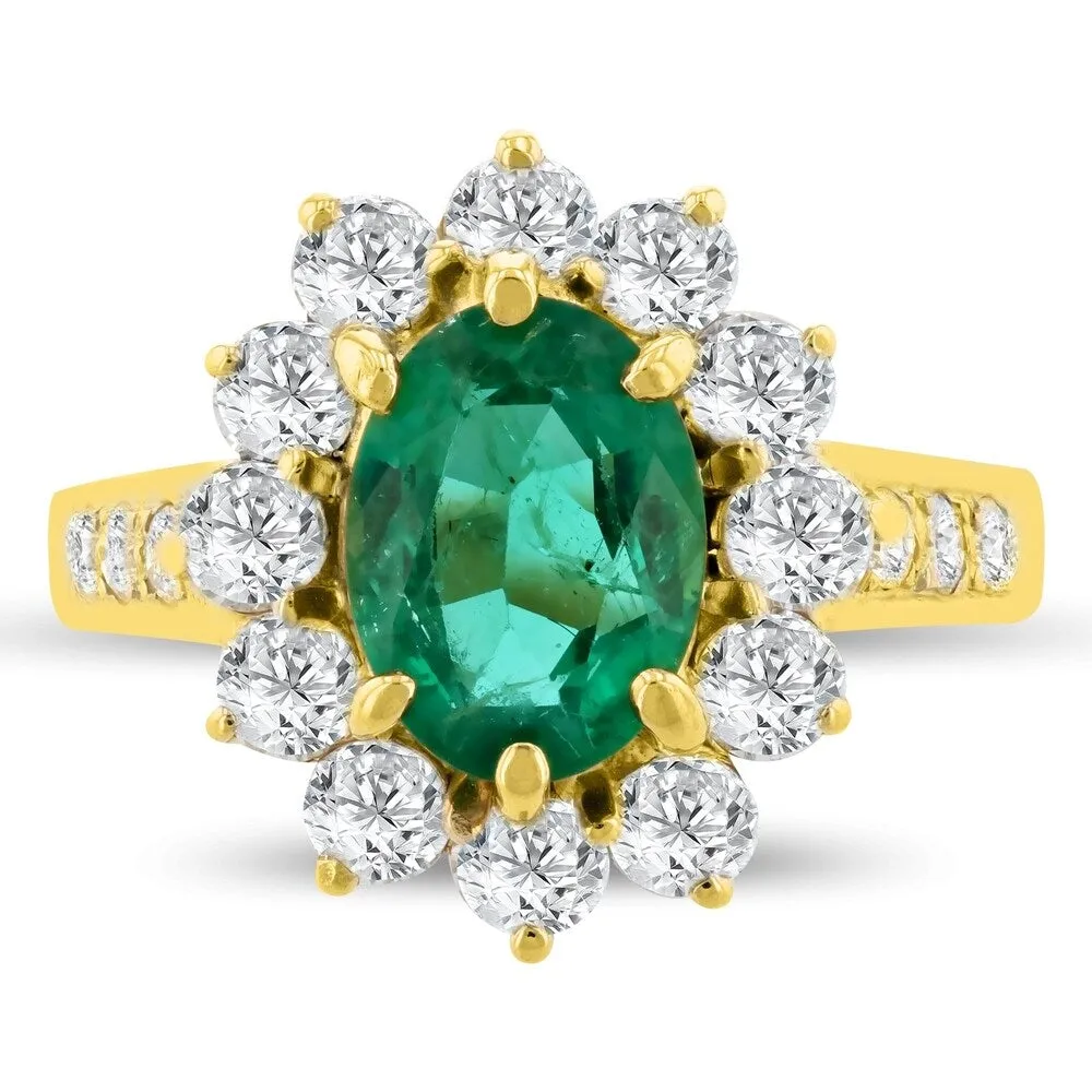 Auriya 18k Yellow Gold 1 3/8ct Emerald and 1 1/3ct TDW Diamond Ring sold by Zulily product image thumbnail 2