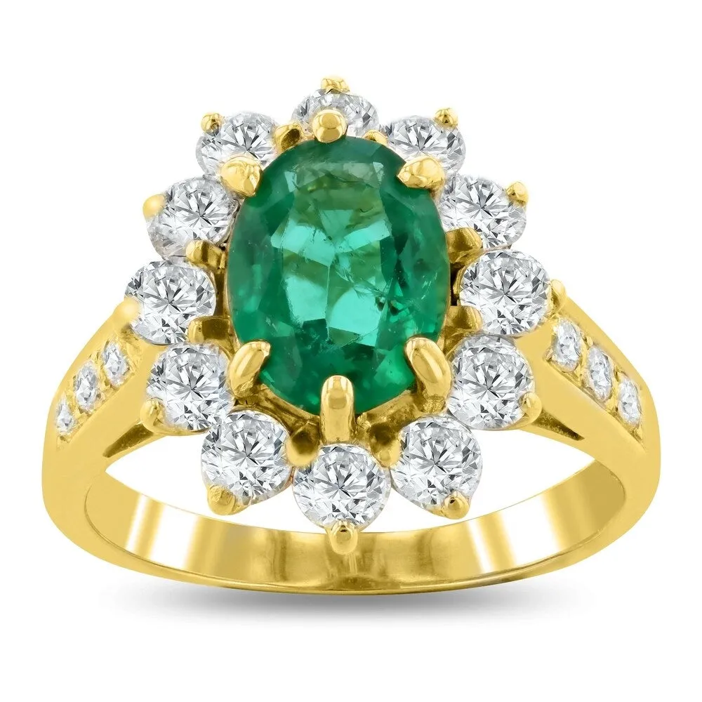 Auriya 18k Yellow Gold 1 3/8ct Emerald and 1 1/3ct TDW Diamond Ring sold by Zulily
