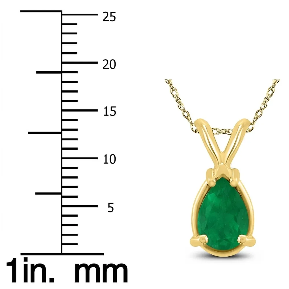 14K Yellow Gold 5x3MM Pear Emerald Pendant sold by Zulily product image thumbnail 3