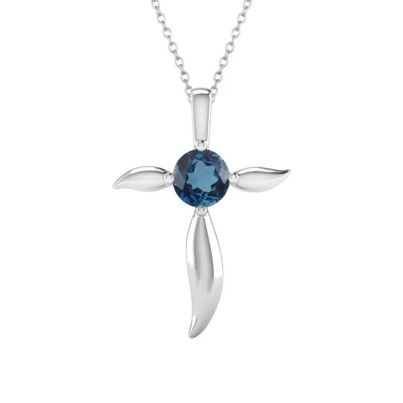 V3 Jewelry 1ct Natural London Blue Topaz Sterling Silver Cross Pendant sold by Zulily
