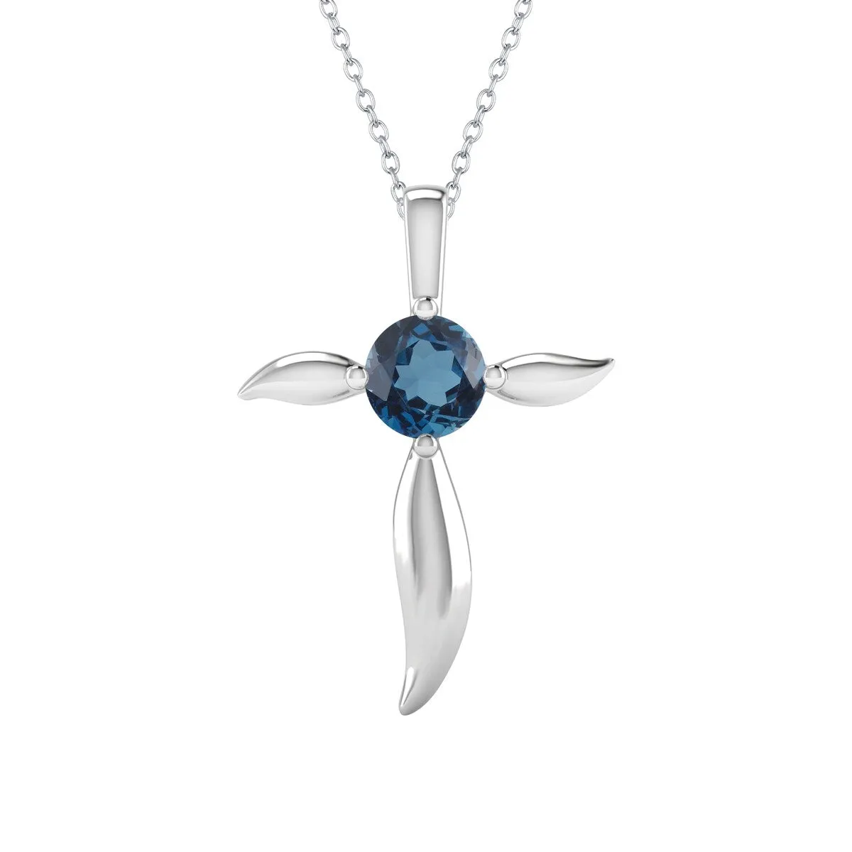V3 Jewelry 1ct Natural London Blue Topaz Sterling Silver Cross Pendant sold by Zulily