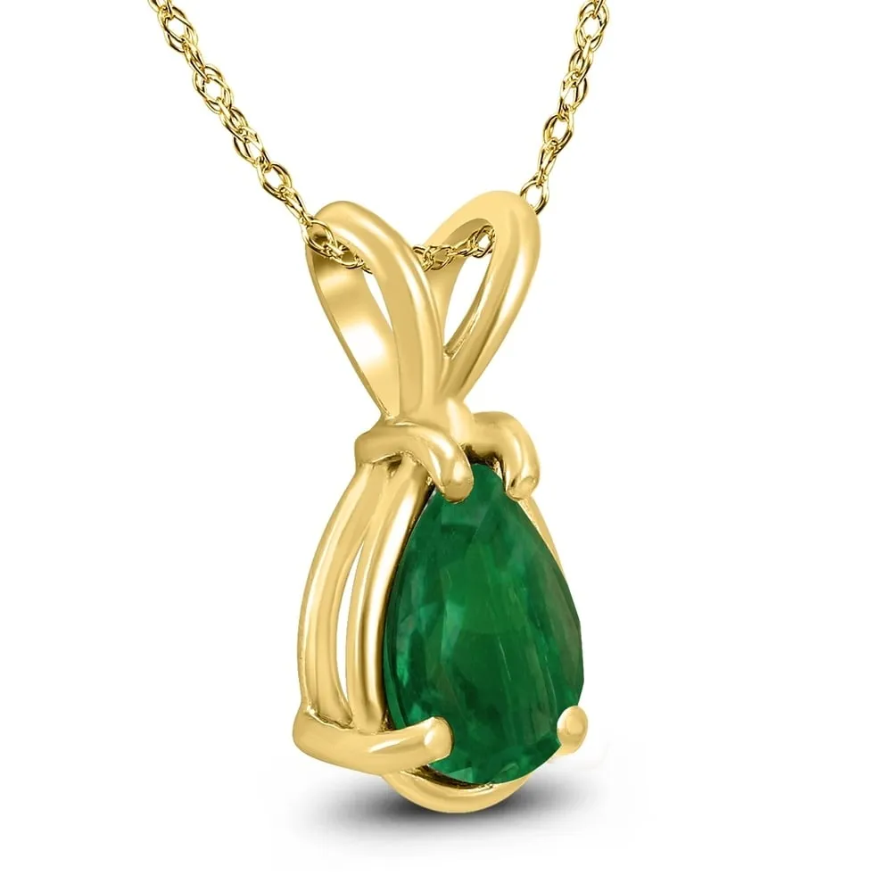 14K Yellow Gold 5x3MM Pear Emerald Pendant sold by Zulily product image thumbnail 2