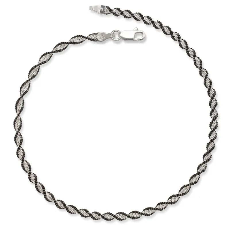 Sterling Silver Elegant Black and White 10-inch Anklet sold by Zulily