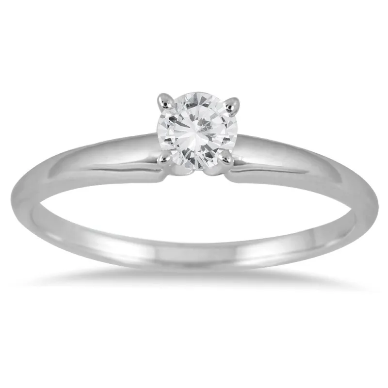 1/4 Carat Round Diamond Solitaire Ring in 14K White Gold sold by Zulily