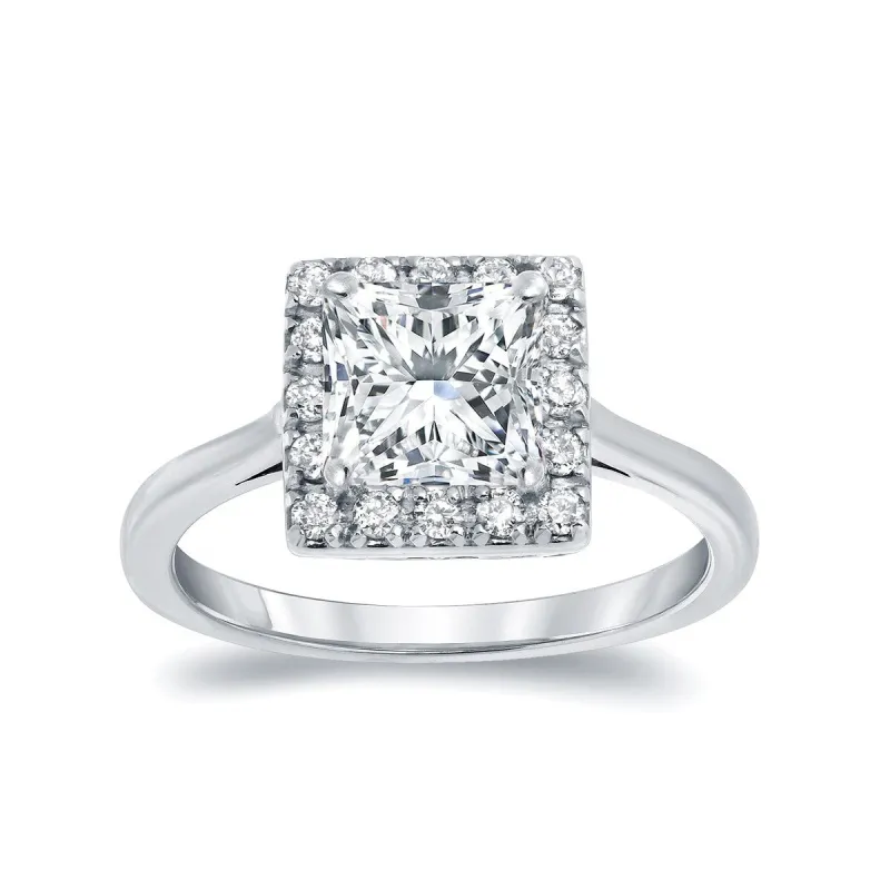 Auriya 14k Gold 1 1/4ctw Square Princess-cut Halo Diamond Engagement Ring sold by Zulily