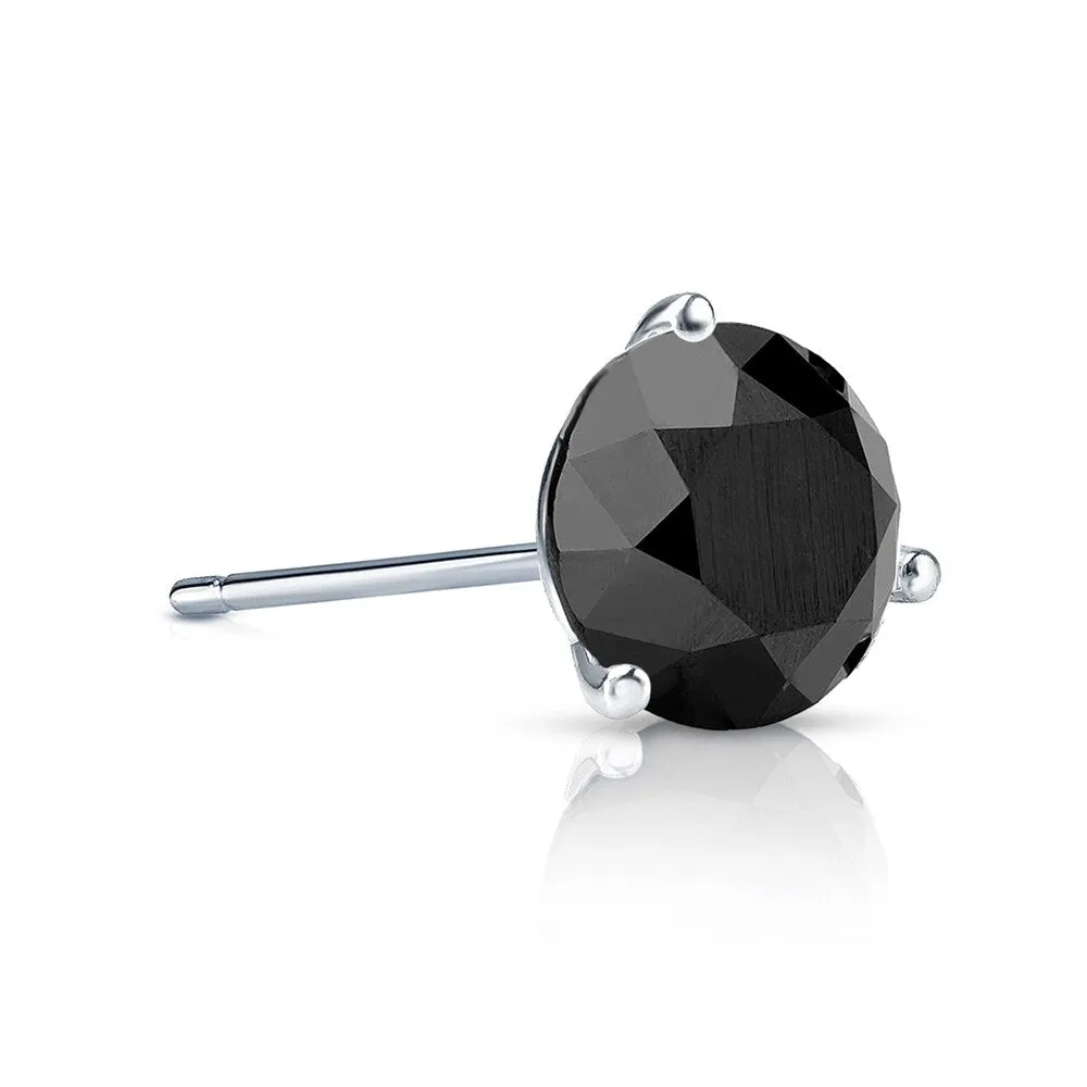 Auriya 14k Gold 1/3ct TDW 3-Prong Round SINGLE (1) Black Diamond Stud Earring sold by Zulily product image thumbnail 2