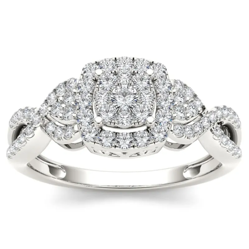 De Couer 10k White Gold 1/2ct TDW Diamond Composite Engagement Ring sold by Zulily