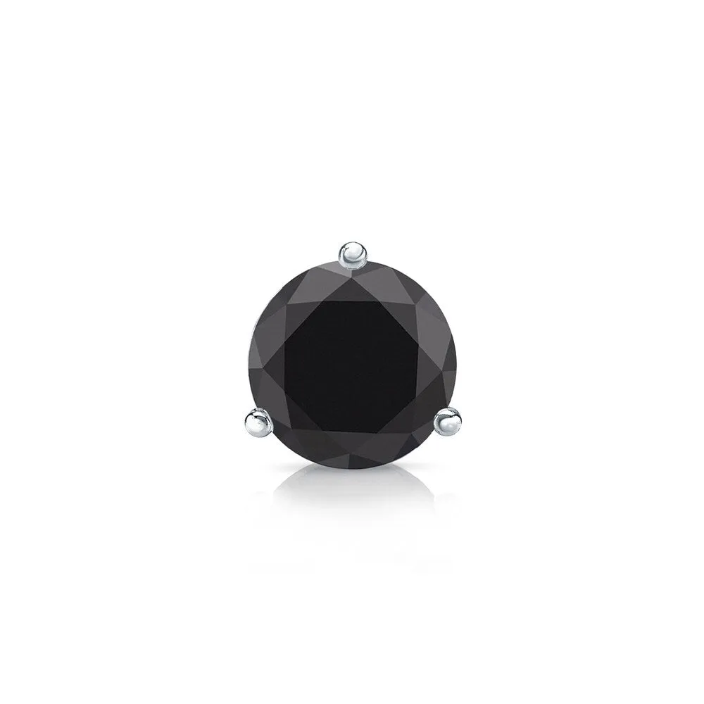 Auriya 14k Gold 1/3ct TDW 3-Prong Round SINGLE (1) Black Diamond Stud Earring sold by Zulily product image thumbnail 4
