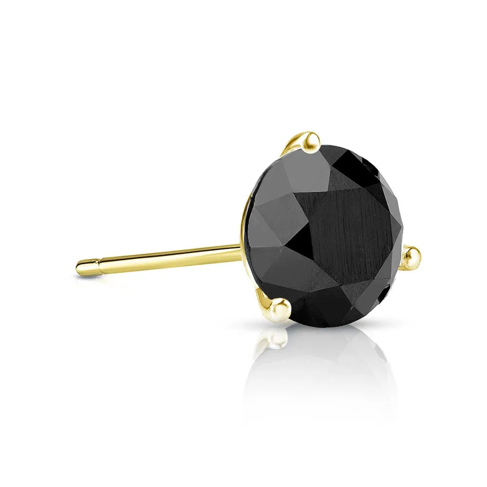 Auriya 14k Gold 1/3ct TDW 3-Prong Round SINGLE (1) Black Diamond Stud Earring sold by Zulily