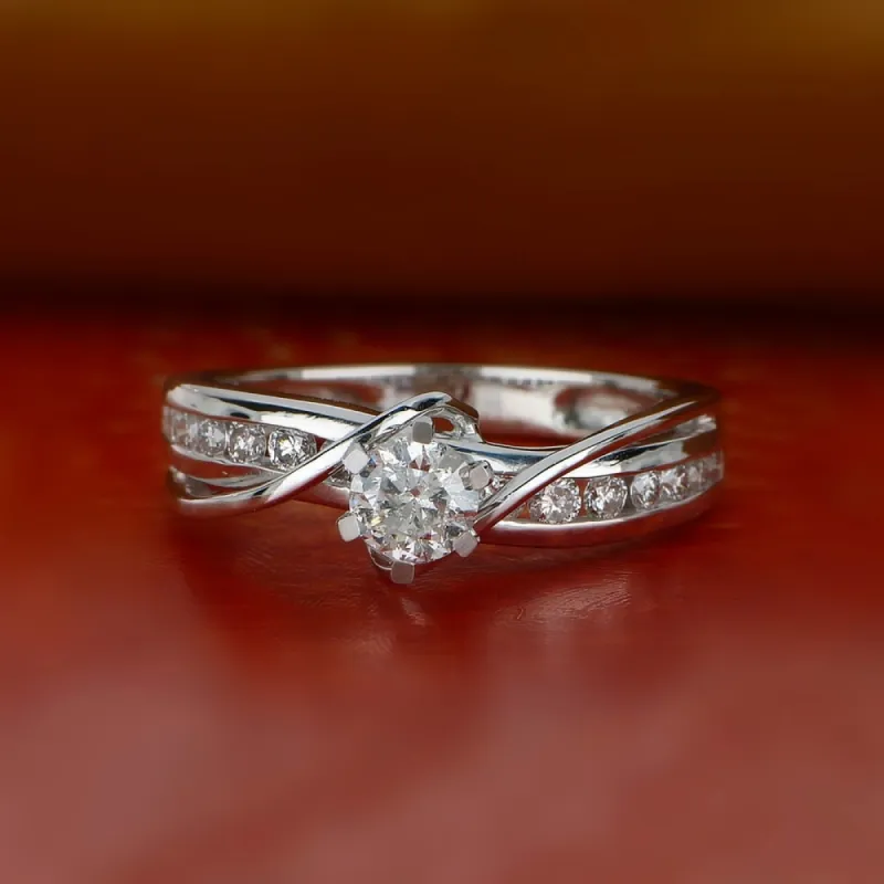 De Couer 14k White Gold 3/4 ct TDW Round Solitaire Diamond Bypass Engagement Ring sold by Zulily