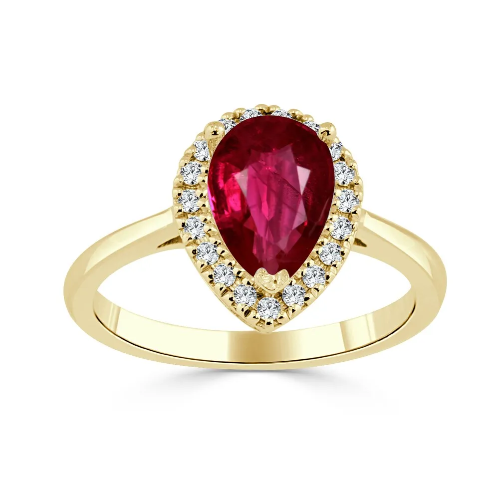 Auriya 1 1/2ct Pear Shape Red Ruby 1/6ctw Halo Diamond Engagement Ring 14k Gold sold by Zulily product image thumbnail 3