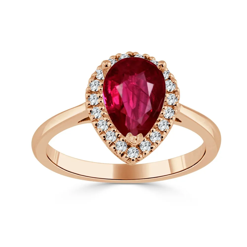 Auriya 1 1/2ct Pear Shape Red Ruby 1/6ctw Halo Diamond Engagement Ring 14k Gold sold by Zulily product image thumbnail 4