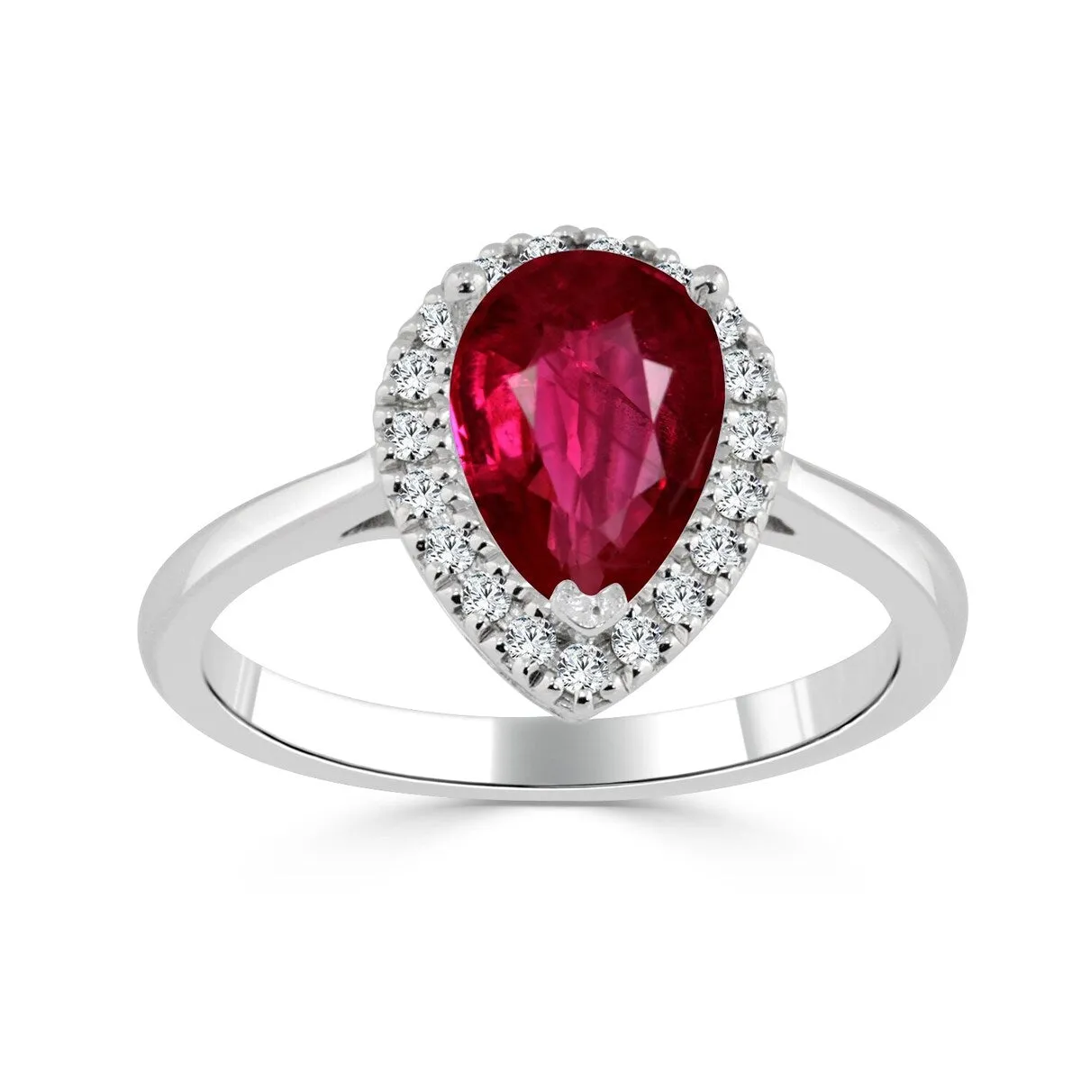 Auriya 1 1/2ct Pear Shape Red Ruby 1/6ctw Halo Diamond Engagement Ring 14k Gold sold by Zulily product image thumbnail 2