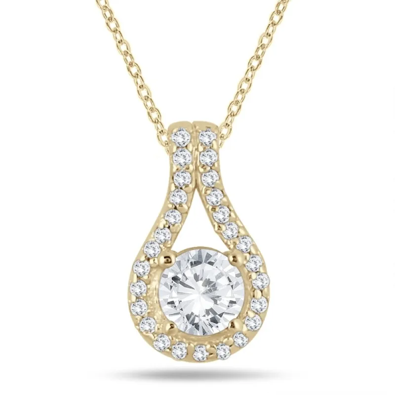 3/5 Carat TW Diamond Halo Pendant in 10K Yellow Gold sold by Zulily