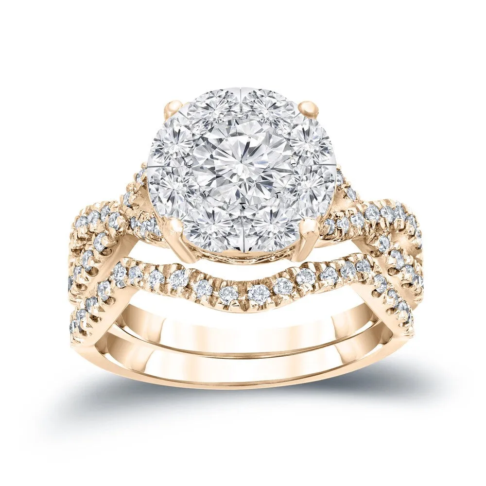 Auriya 1 1/5ctw Round Halo Diamond Engagement Ring 14k Gold sold by Zulily product image thumbnail 3