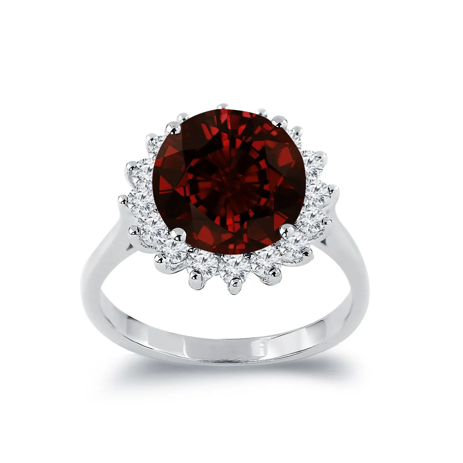Auriya 4 1/3ct Round Red Garnet Sunburst Halo Diamond Ring 5/8ctw 18K Gold sold by Zulily