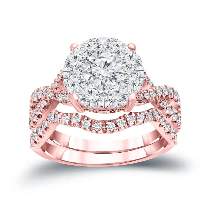 Auriya 1 1/5ctw Round Halo Diamond Engagement Ring 14k Gold sold by Zulily