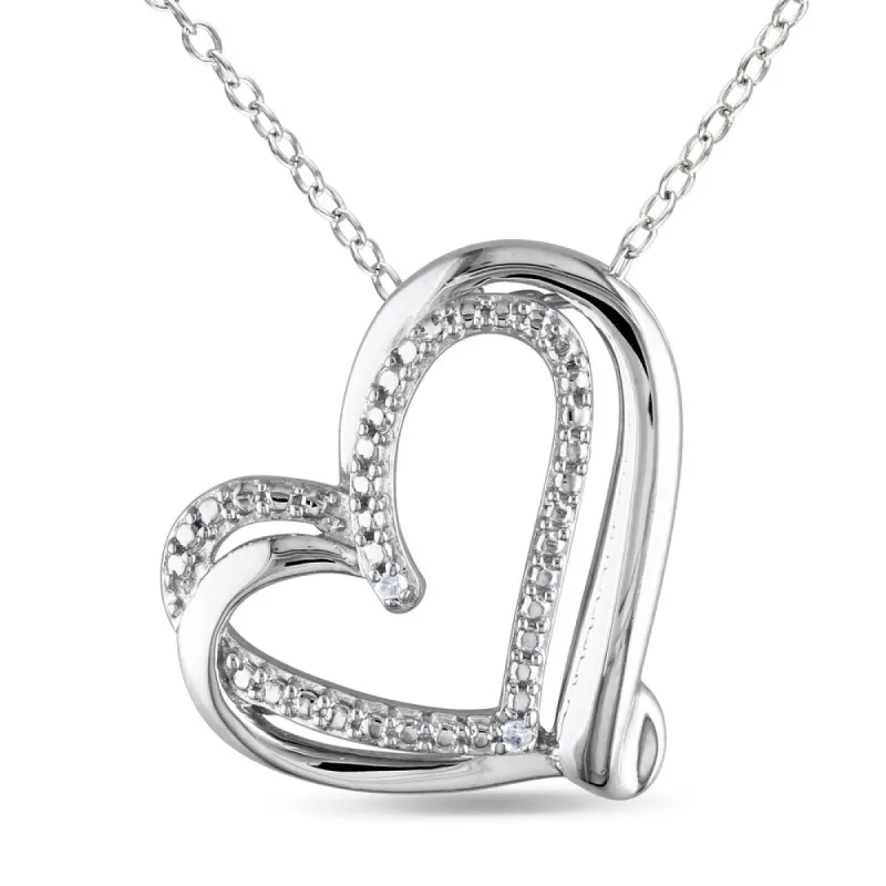 Miadora Sterling Silver Diamond Accent Interlocking Double Heart Necklace sold by Zulily