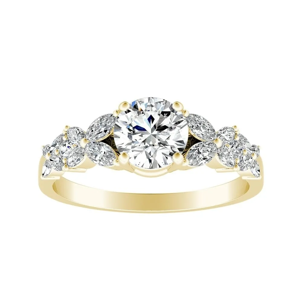 Auriya Floral Vintage 3/4ct Moissanite and 1/3ctw Diamond Engagement Ring 14K Gold sold by Zulily product image thumbnail 2