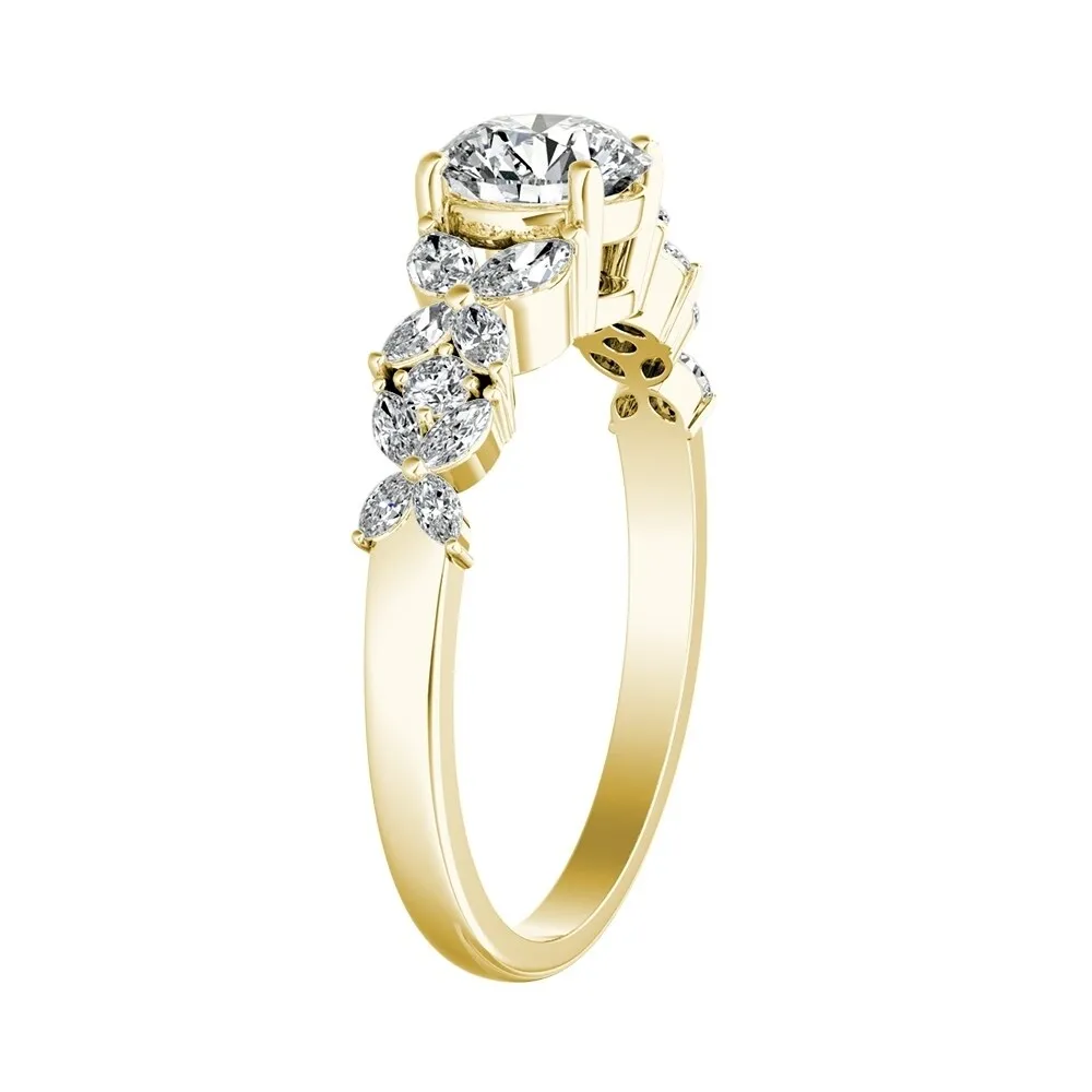 Auriya Floral Vintage 3/4ct Moissanite and 1/3ctw Diamond Engagement Ring 14K Gold sold by Zulily product image thumbnail 5