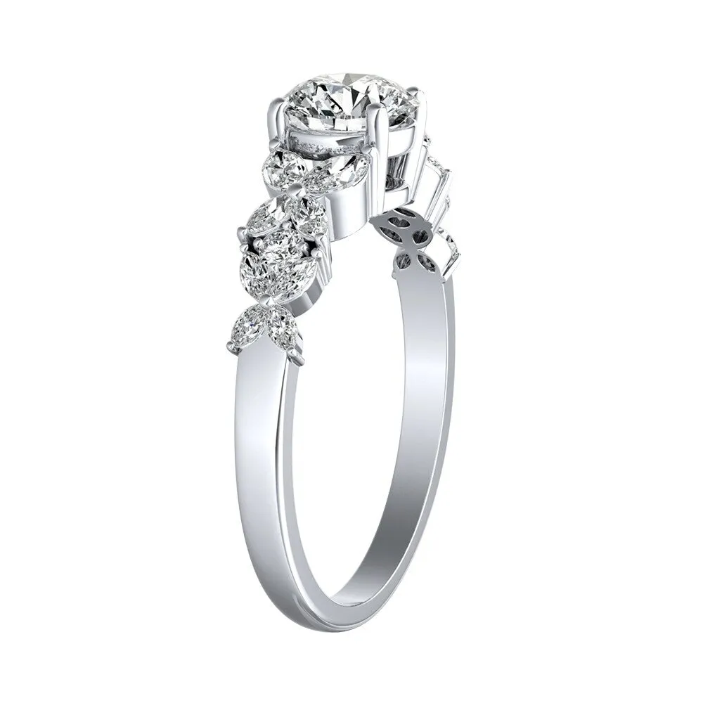 Auriya Floral Vintage 3/4ct Moissanite and 1/3ctw Diamond Engagement Ring 14K Gold sold by Zulily product image thumbnail 4