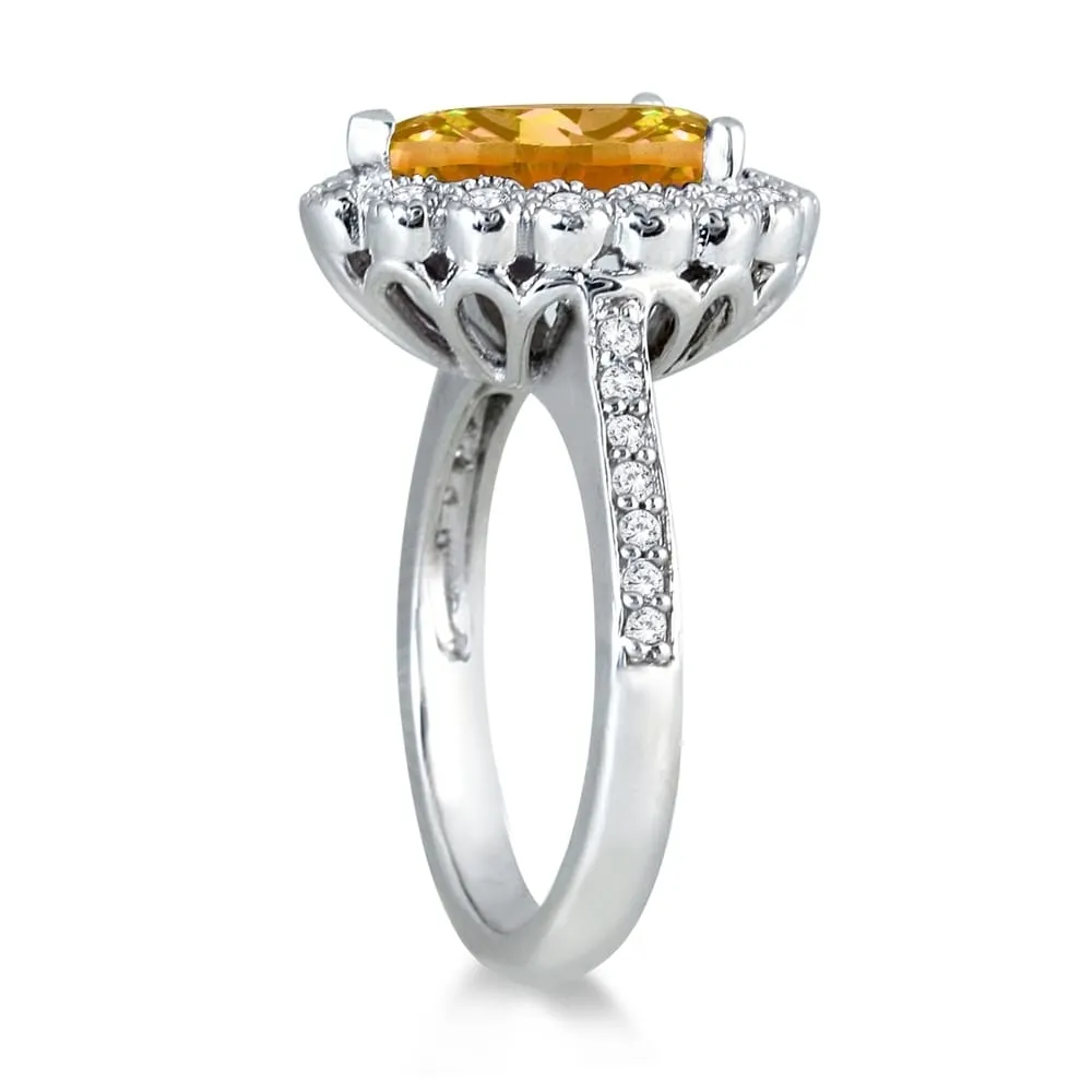 5 Carat Pear Shape Citrine and Diamond Ring in 14K White Gold sold by Zulily product image thumbnail 2