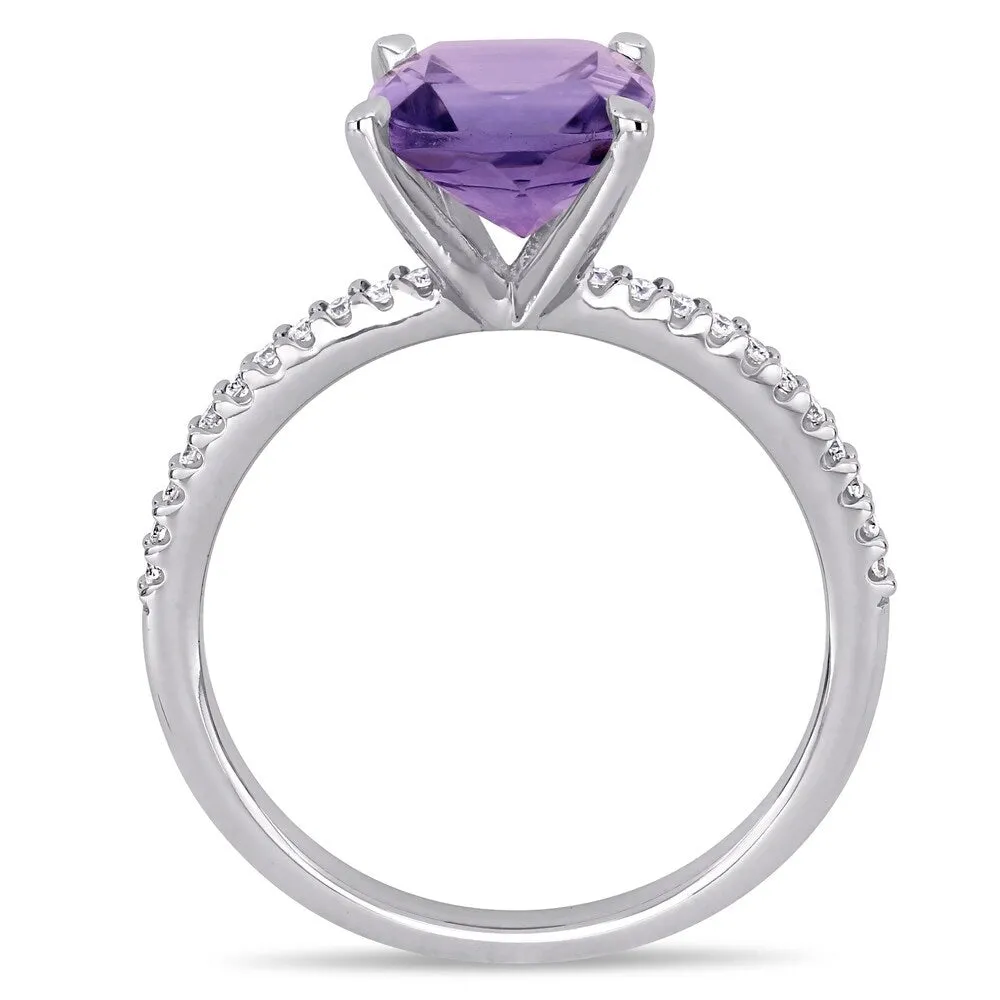 Miadora 14k White Gold Amethyst and 1/10ct TDW Diamond Solitaire Engagement Ring sold by Zulily product image thumbnail 3
