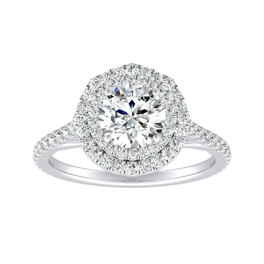 Auriya 14k Gold 1ct Moissanite Halo Diamond Engagement Ring 1/2ctw sold by Zulily