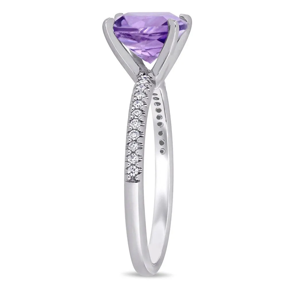 Miadora 14k White Gold Amethyst and 1/10ct TDW Diamond Solitaire Engagement Ring sold by Zulily product image thumbnail 2