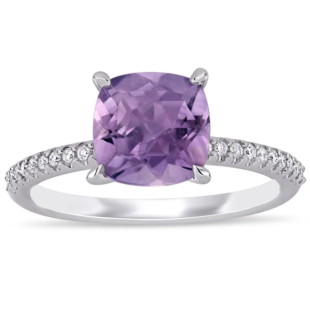Miadora 14k White Gold Amethyst and 1/10ct TDW Diamond Solitaire Engagement Ring sold by Zulily