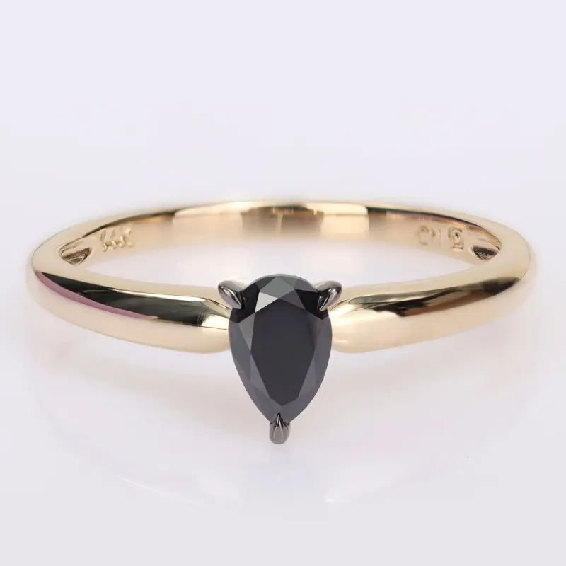 Miadora 1/2ct TDW Pear-cut Black Diamond Solitaire Engagement Ring in 14k Yellow Gold sold by Zulily