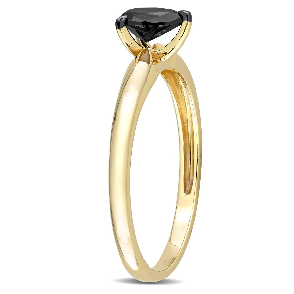 Miadora 1/2ct TDW Pear-cut Black Diamond Solitaire Engagement Ring in 14k Yellow Gold sold by Zulily product image thumbnail 4