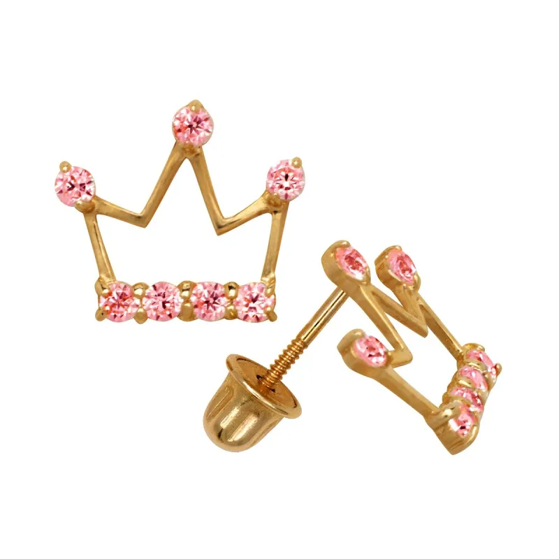 Curata 14k Yellow Gold Round Colorful Cubic Zirconia Crown Screw Back Stud Earrings sold by Zulily