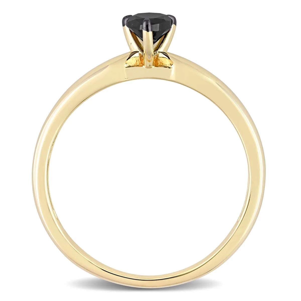 Miadora 1/2ct TDW Pear-cut Black Diamond Solitaire Engagement Ring in 14k Yellow Gold sold by Zulily product image thumbnail 5