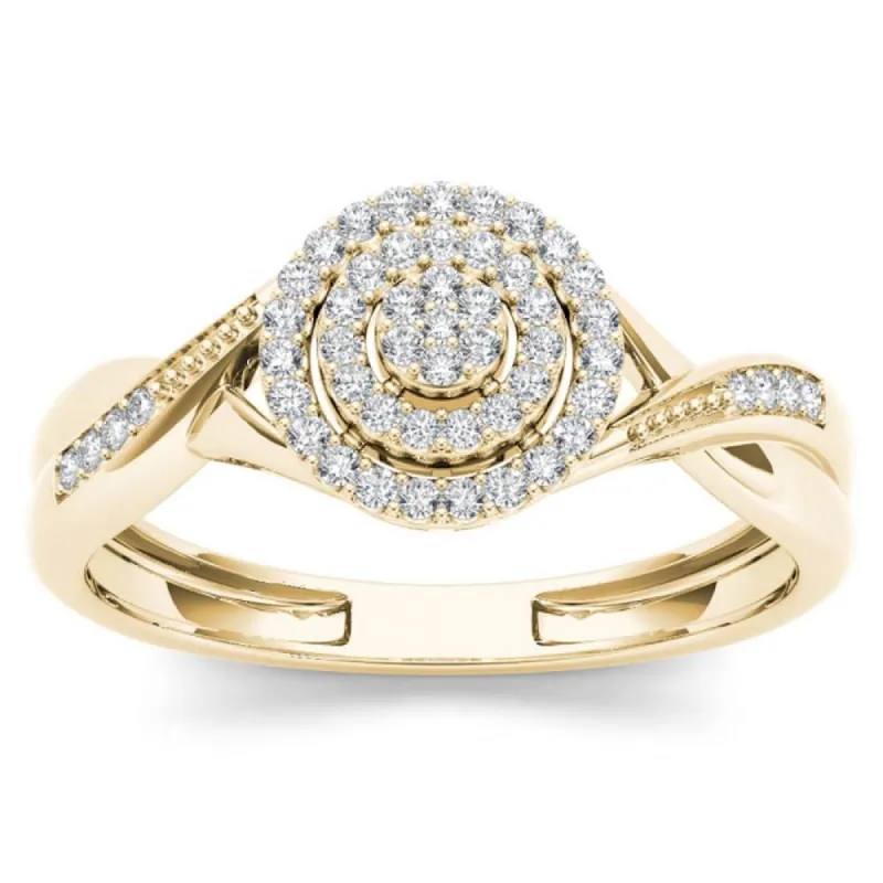 De Couer 10k Yellow Gold 1/6ct TDW Diamond Halo Engagement Ring sold by Zulily