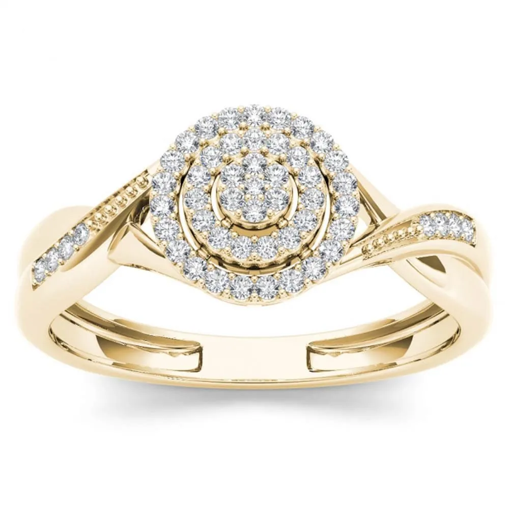 De Couer 10k Yellow Gold 1/6ct TDW Diamond Halo Engagement Ring sold by Zulily