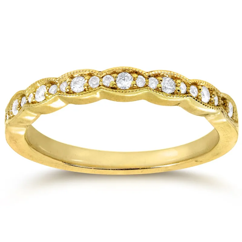 Annello by Kobelli 14k Yellow Gold 1/6ct TDW Round-cut Diamond Wedding Band sold by Zulily