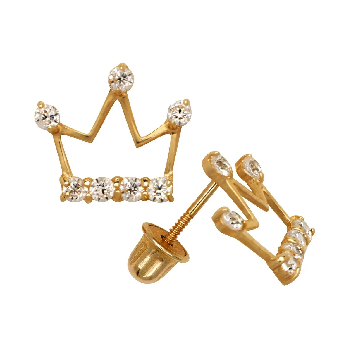 Curata 14k Yellow Gold Round Colorful Cubic Zirconia Crown Screw Back Stud Earrings sold by Zulily product image thumbnail 2