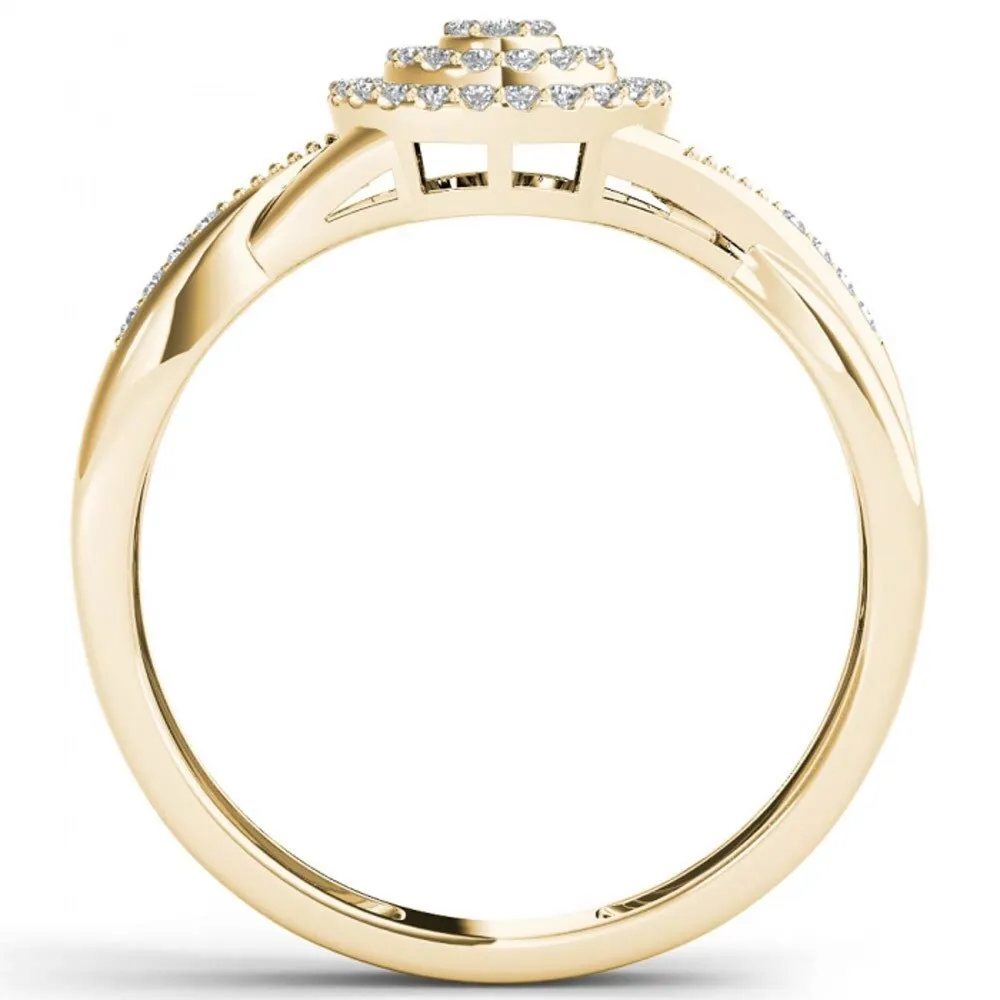 De Couer 10k Yellow Gold 1/6ct TDW Diamond Halo Engagement Ring sold by Zulily product image thumbnail 3