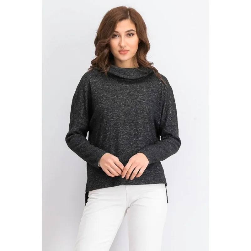 BCX Juniors' Textured Cowlneck Sweater Black Size Small sold by Zulily