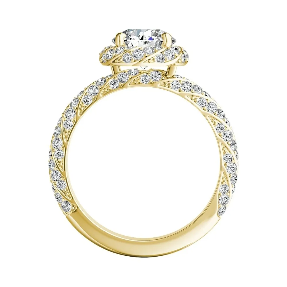Auriya 1ct Round Moissanite and 5/8ctw Halo Diamond Engagement Ring 14k Gold sold by Zulily product image thumbnail 5