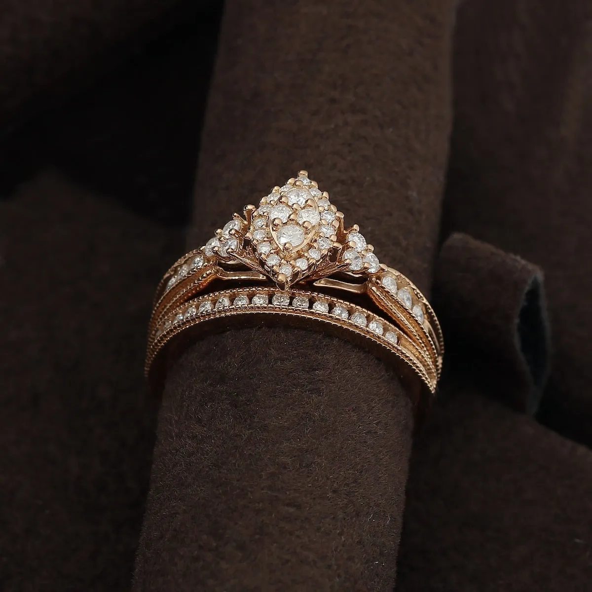 De Couer IGI Certified 10k Rose Gold 1/2ct TDW Diamond Marquise-Framed Halo Engagement Ring Set sold by Zulily