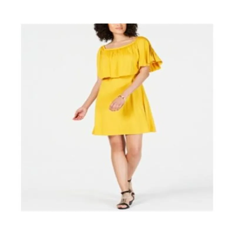 Thalia Sodi Women's Cap Sleeve Crew Neck Short Fit Flare Evening Dress Yellow Size Medium sold by Zulily